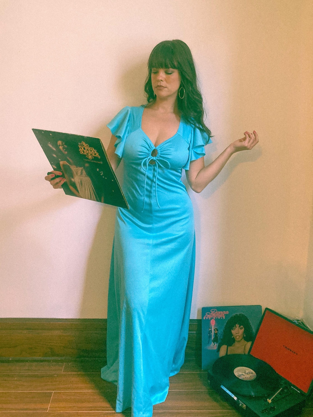 Vintage Glam Flutter Sleeve Maxi Dress main image 0