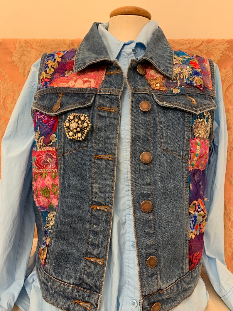 Women's Denim Vest Etsy
