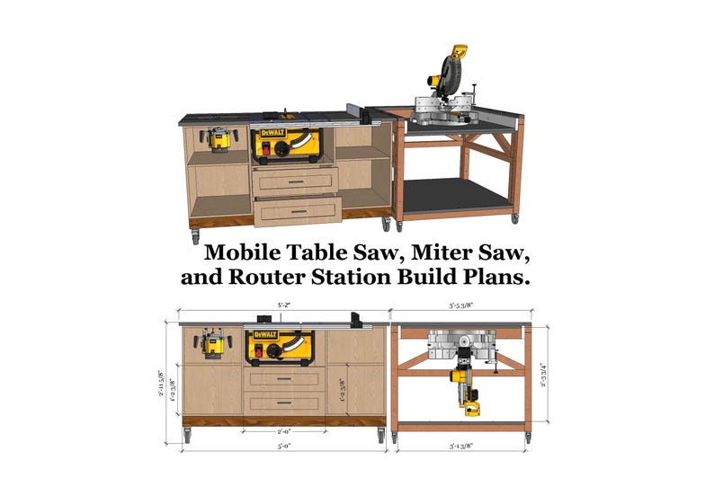 Mobile Flip Top Miter Saw Workbench Build Plans (PDF) - Etsy