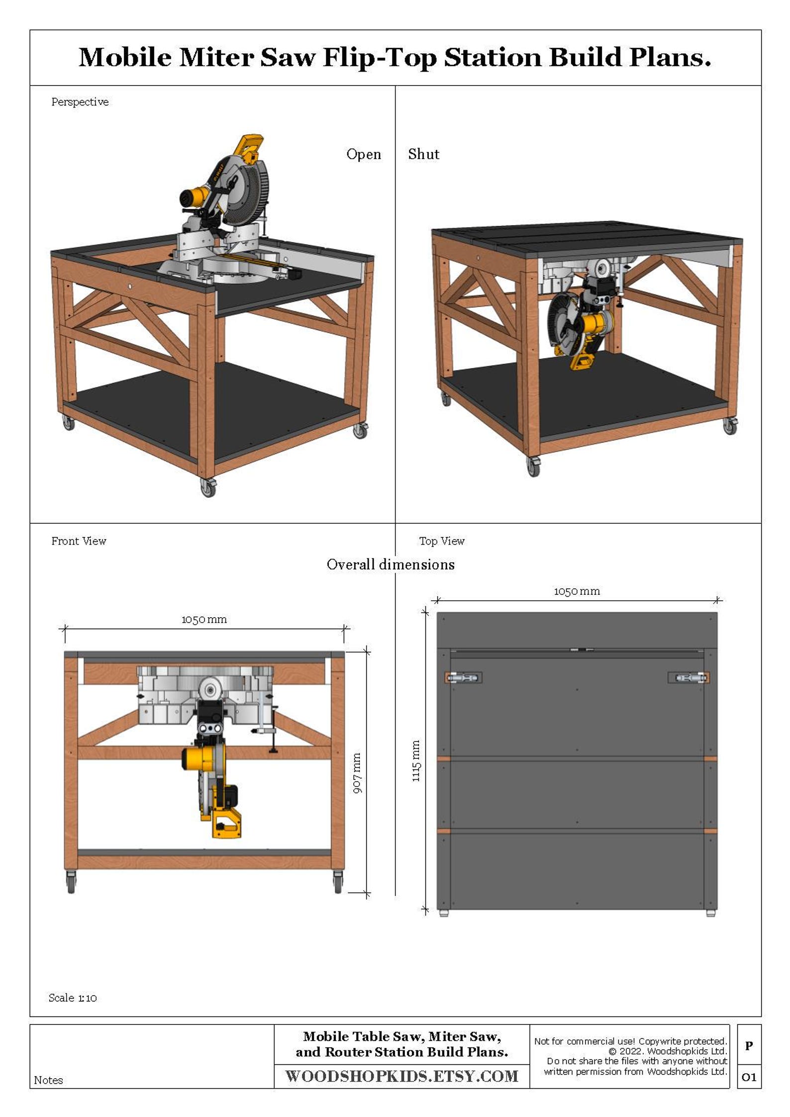 Mobile Miter Saw Station Plans, Flip Top Workbench Plans, DIY ...