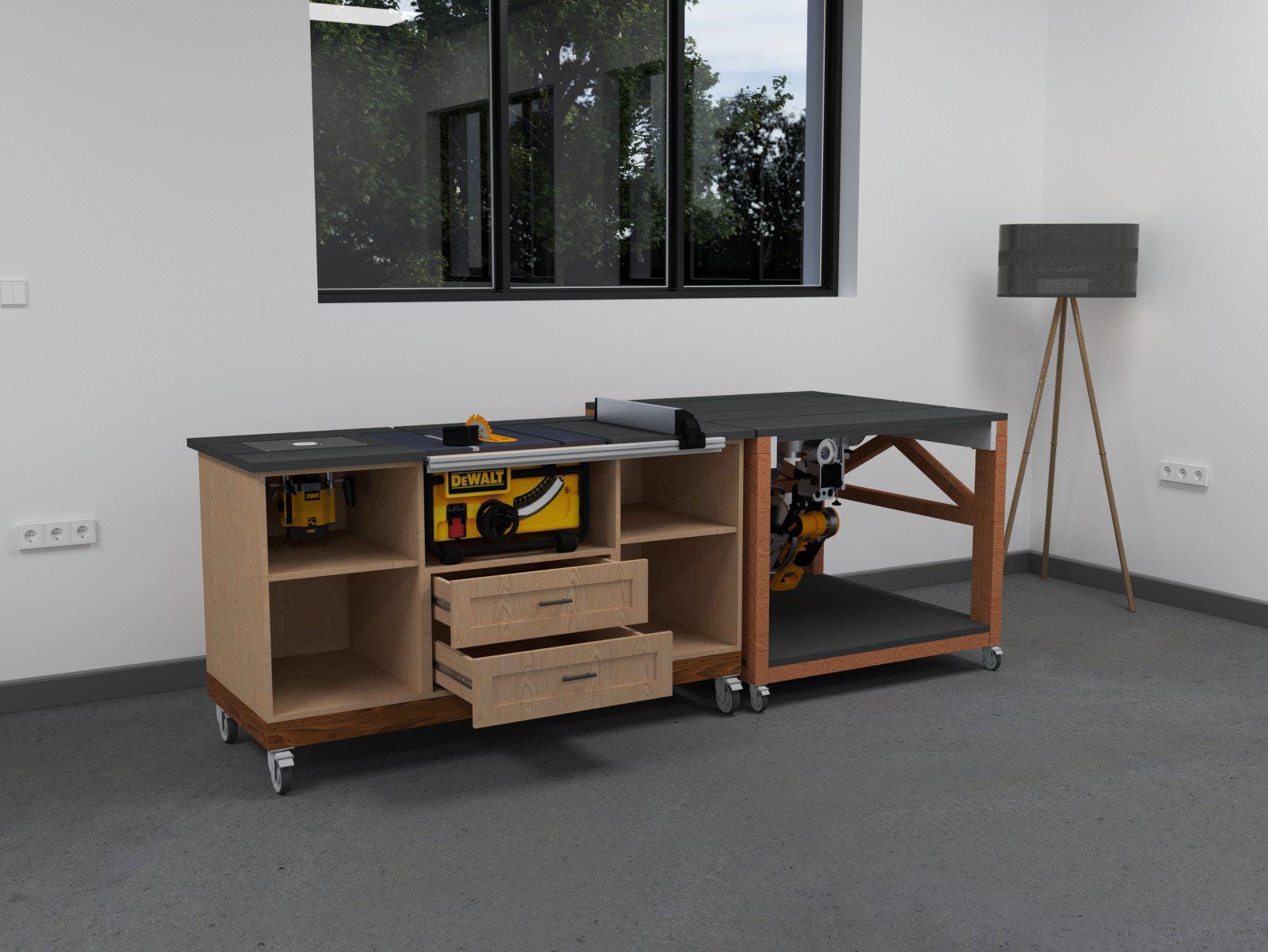 Mobile Flip Top Miter Saw Workbench Build Plans (PDF) - Etsy