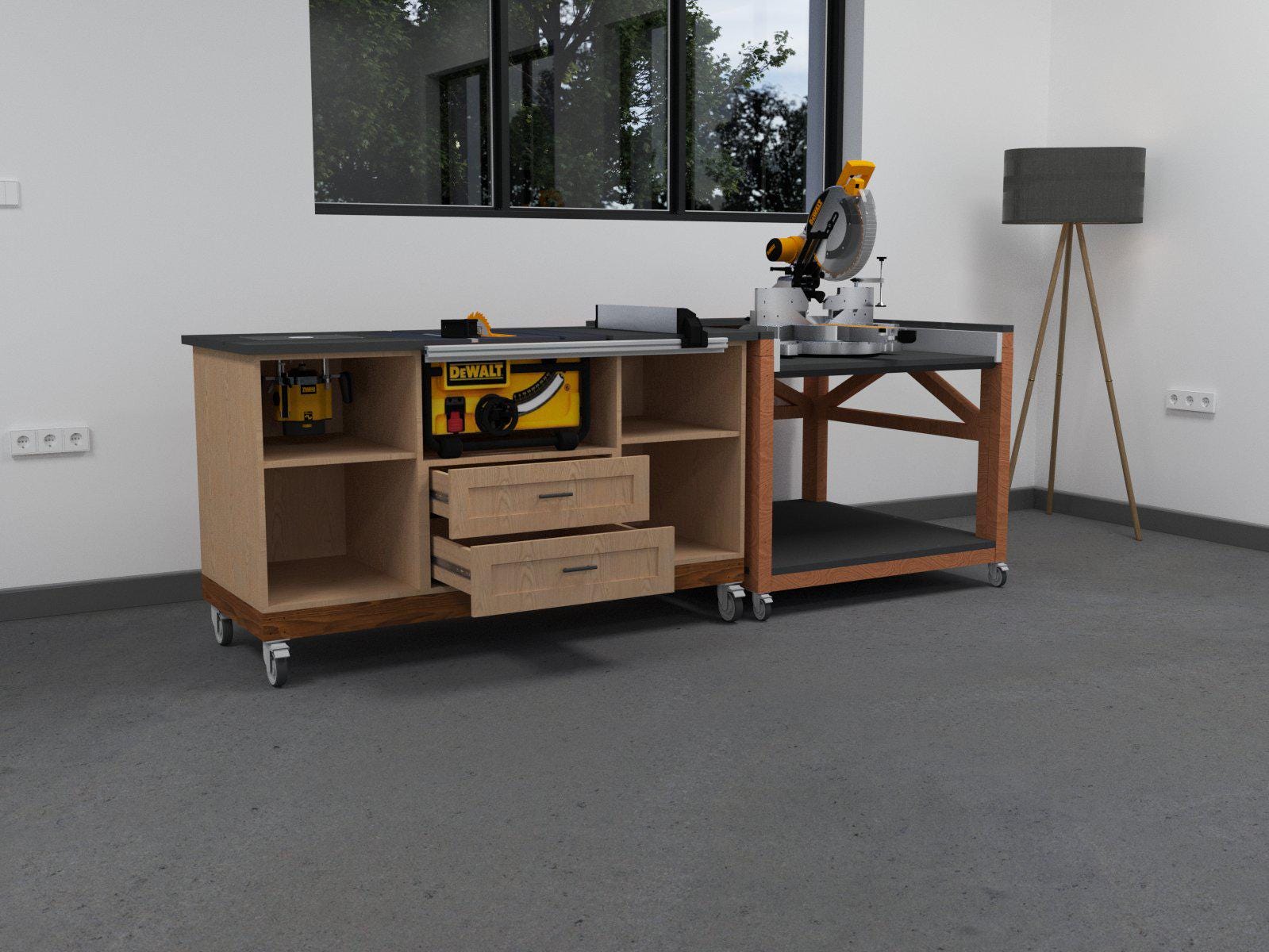 Mobile Flip Top Miter Saw Workbench Build Plans (PDF) - Etsy
