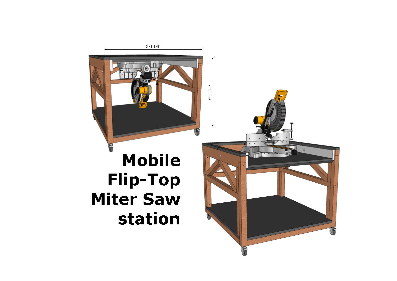Mobile Flip Top Miter Saw Workbench Build Plans (PDF) - Etsy