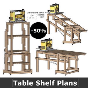 Table Shelf Plans, Transforming Shelf /Workbench Plans, DIY Convertible Table for Garage and Storage.
