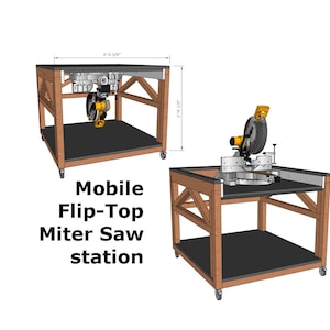 Mobile Miter Saw Station Plans, Flip Top Workbench Plans, DIY Woodworking Blueprints