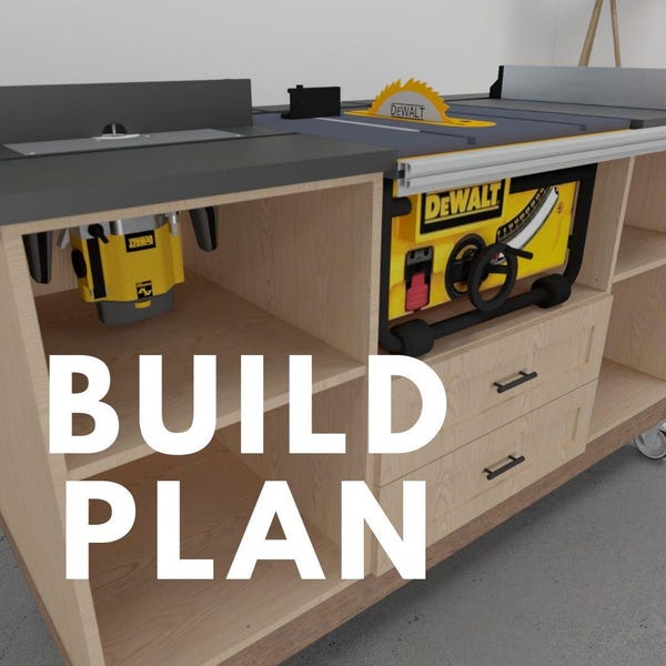 Plans d'établi de scie à table mobile et de défonceuse, plans PDF bricolage pour le travail du bois