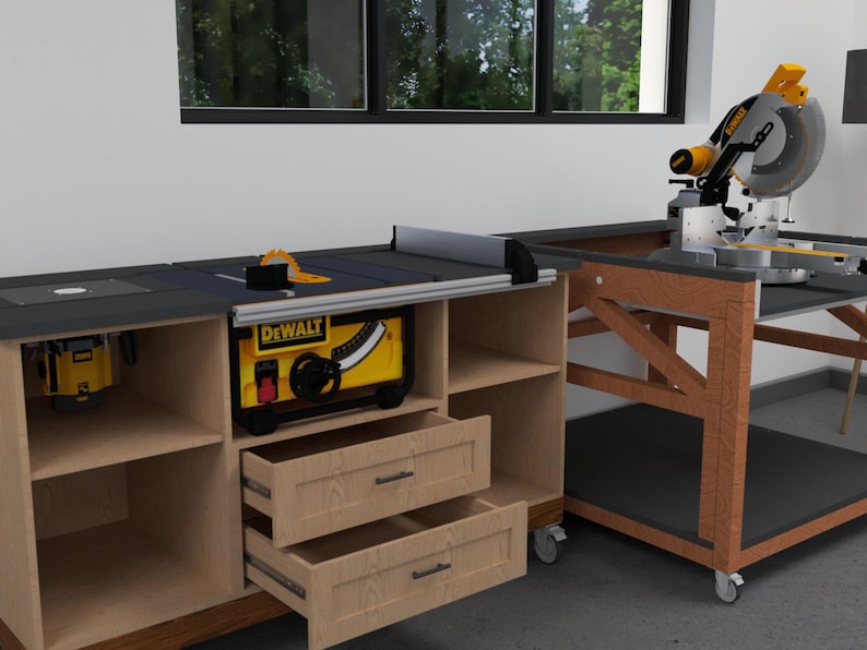Mobile Flip Top Miter Saw Workbench Build Plans (PDF) - Etsy