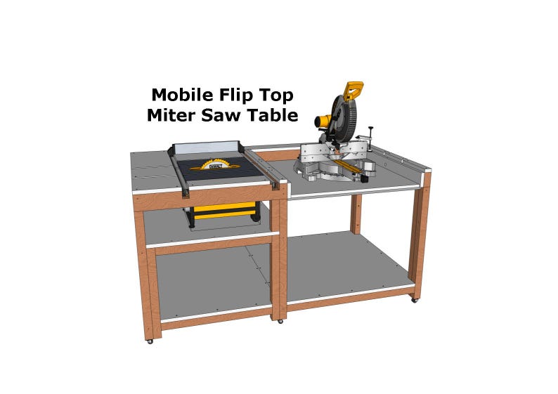 Mobile Miter Saw, Router and Table Saw Workbench Plans, DIY Woodworking ...