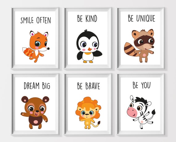 Kids Motivational Wall Art Set of 6 Printable Art Positive - Etsy