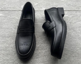 Black Pattern Loafers