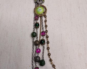 Clip para bolso con cuentas de Chico's, colgante con cabujón de cloisonné, nuevo de stock antiguo.