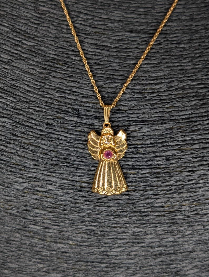 Vintage 1994 AVON KIDS 'Angel Birthstone Necklace - October image 2