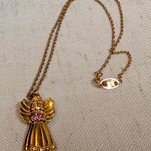 Vintage 1994 AVON KIDS 'Angel Birthstone Necklace - October image 1