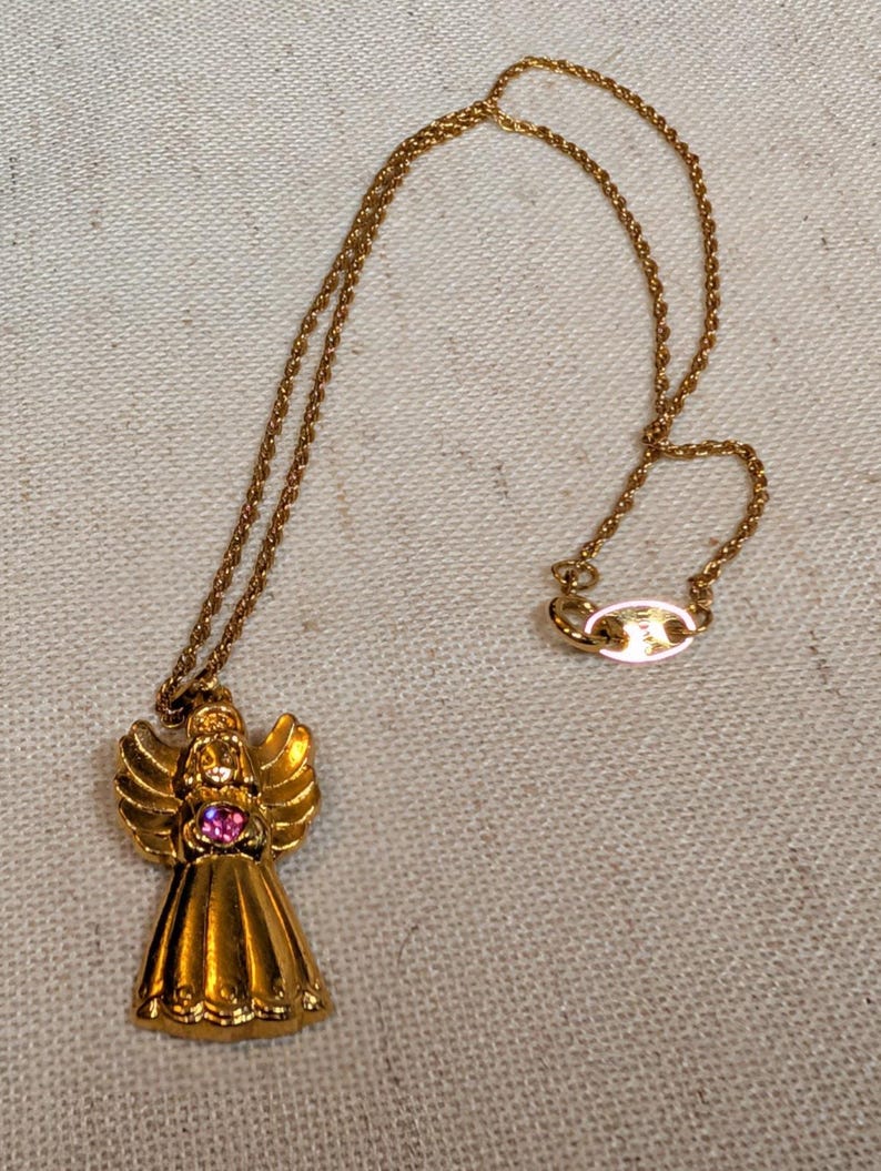 Vintage 1994 AVON KIDS 'Angel Birthstone Necklace - October image 1