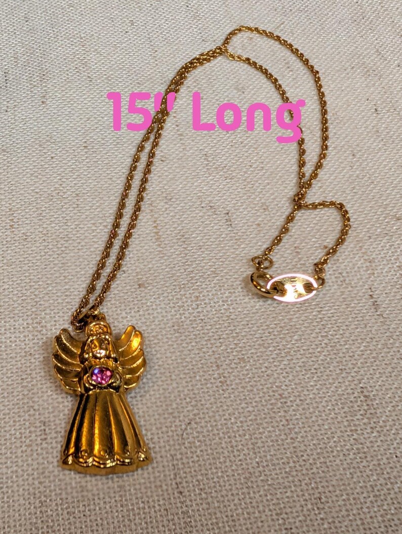 Vintage 1994 AVON KIDS 'Angel Birthstone Necklace - October image 3
