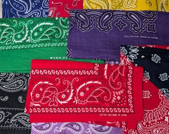 Lote de 10 pañuelos vintage de Japón y EE. UU., 100 % algodón.