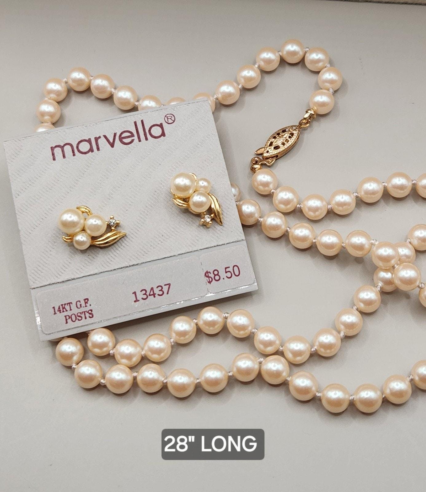 Collier De Perles Marvella – Longueur 23 Pouces, Fermoir à Pression, Occasion Très Bon État