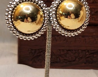 Große 80er Ohrclips, Statement Ohrringe, goldfarben, silberfarbener Vintage Schmuck