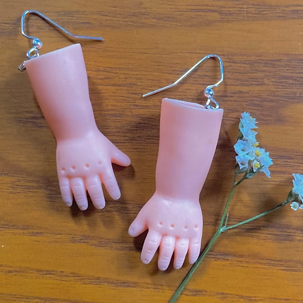 Baby Doll Hand Earrings | Unique & Weird Jewelry For Your Grunge Punk Goth Maximalist Style!