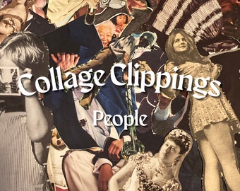 Recortes de collage de personas, efímeros para álbumes de recortes, diarios y proyectos de arte de técnica mixta.
