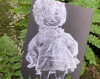 Baby Doll Print | Punk Grunge Goth Creepy Charcoal Art