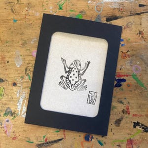 Frog Block Print (Signed) | Creepy Crawly Critter Toad Friend For Your Garden Bug Cottage Core Decor!