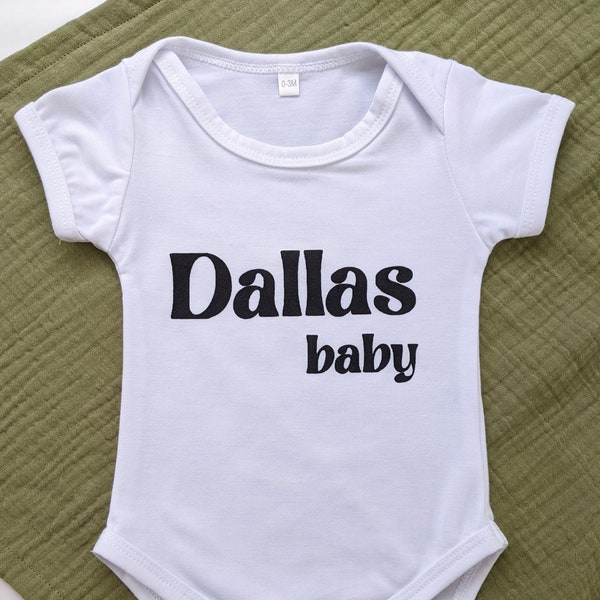 Dallas Baby Infant Bodysuit | Big D Baby Shower Gift | City kid Pregnancy Announcment