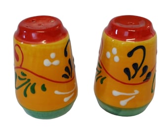 Spanish Salt & Pepper Pots 7 cm x 5 cm Traditional Spanish Handmade Ceramic Pottery