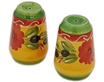 Spanish Salt & Pepper Pots 7 cm x 5 cm Traditional Spanish Handmade Ceramic Pottery