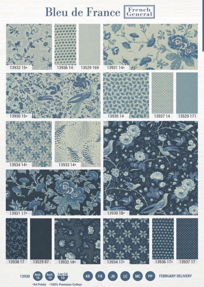 Moda - BLEU DE FRANCE - Layer Cake by French General - 13930LC - Etsy