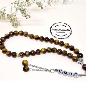 Prayer beads gemstone, 33 beads, personalized, gift for Muslims