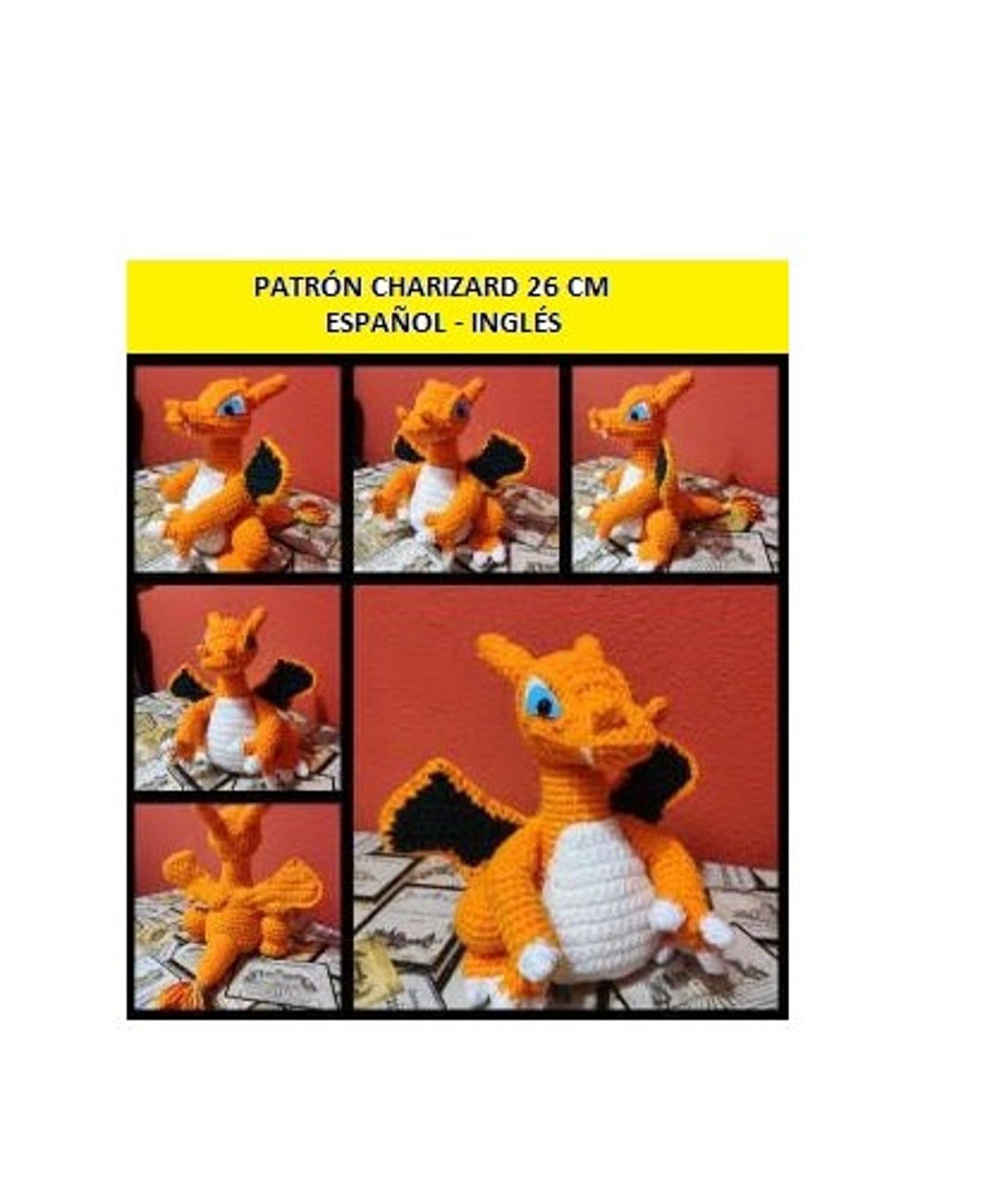 Charizard Pattern Buy CHARIZARD PATTERN 26 Cm Spanish - English. Pattern English Online ...