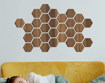 Wooden Triangle Wall Art,  Large Wood Tiles Home Decor, Geometric Shapes Wall Panel, Cut out Triangle Form