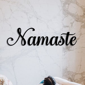 Namaste Wood Sign, Hindu Sign, Yoga Studio Decor, Namaste Wooden Figure, Meditation Wall Art