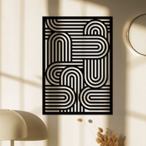 Mid Century Modern Geometric Wall Decor, Boho Style Wood Wall Panel, Neutral Triptych Wall Art