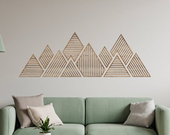 Extra Large Mountain Wall Art, Minimal Landscape Wall Panel, Decoration for Bedroom, Above Bed Decor, Geometric Design Wall Art
