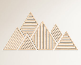 Mountain Wood Wall Decor, Bohemian Living Room Decor, Wall Art Wood Art, Rustic Mountain Wood Art, Lines Panel Set of Wall Decor