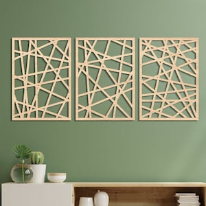Modern Line Wood Wall Decor, Large Abstract Bedroom Wall Art, Above Bed Decor, Office Decorations Panel, Minimal Living Room Wall Art