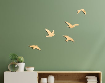 Flock of Birds Wood Wall Art, Beach House Decor, Bird Wall Art, Flock of 5 Birds Decor, Backyard Wall Decoration, Herd of Birds