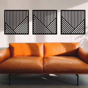 Wood Mountain Wall Art, Wooden 3 Piece Wall Art,  Geometric Mountain Decor, Minimal Mountain