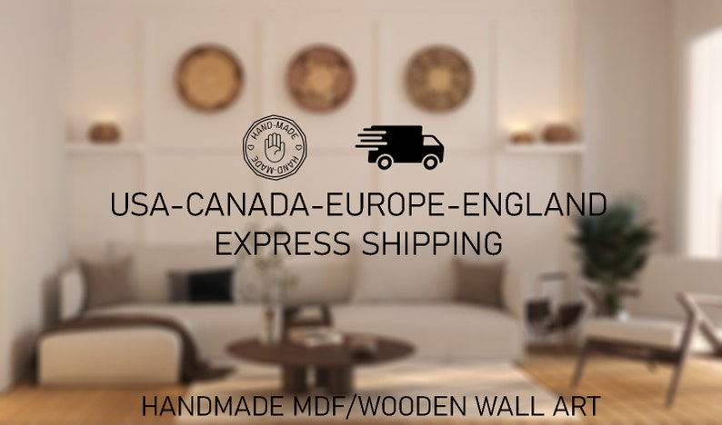 May include: Handmade MDF wooden wall art with a rustic, natural look. The art features a hand-painted design and is available for express shipping to the USA, Canada, Europe, and England.