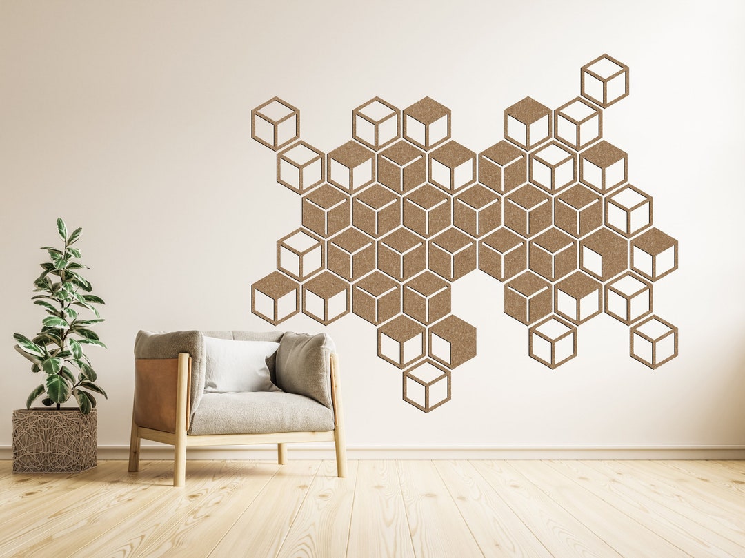 Hexagon Wooden Wall Panels, Elegant Wood Decor, Hexagon Decorative