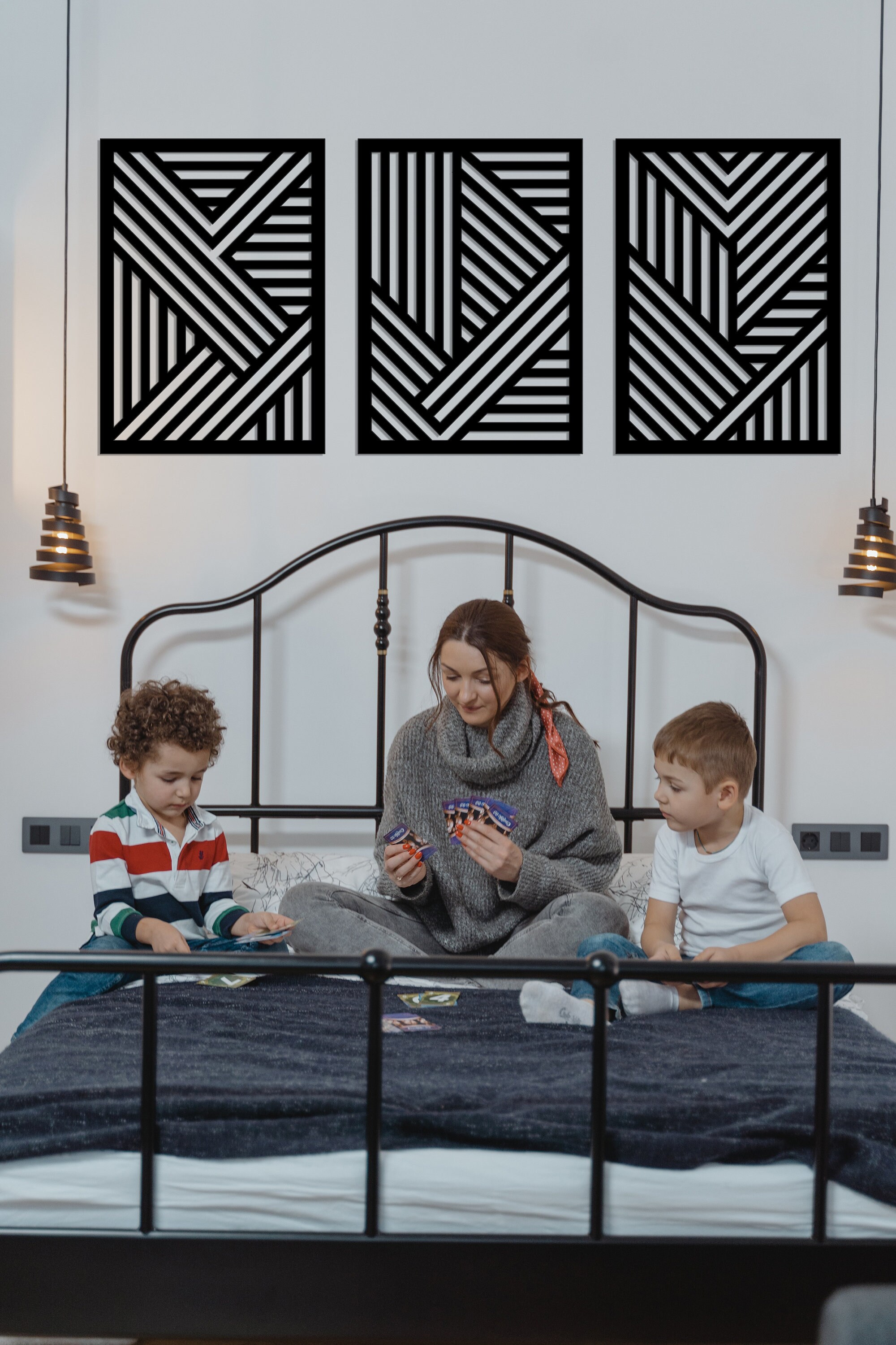 Geometric Wood Mountain Wall Art, Panels Set of 3 Abstract Wooden ...