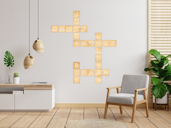 Personalized Family Scrabble Tiles Names Wall Art, Custom Scrabble