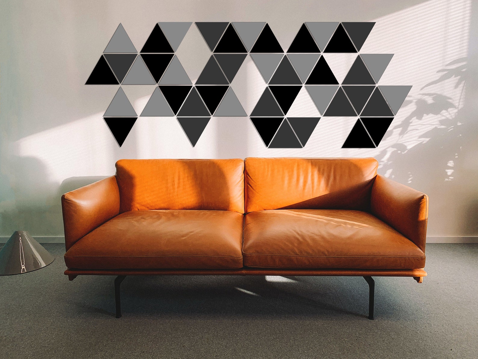 Wooden Triangle Wall Art, Large Wood Tiles Home Decor, Geometric Shapes ...