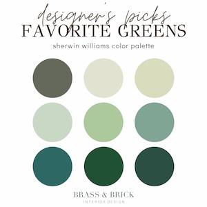 Green Designer Paint Colors, Designer Favorite Green Paint Colors, Sherwin Williams Color Palette