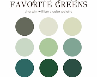 Colori della vernice verde di design, Colori della vernice verde preferiti dal designer, Tavolozza dei colori di Sherwin Williams