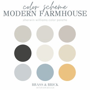 Modern Farmhouse Color Scheme, Sherwin Williams Paint, Neutral Paint Colors, Simple Palette, Interior Paint Palette, Fresh Modern Design