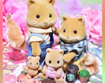 Sylvanian Families créatures en calicot, renard miel, père, frère, petite fille, lot familial