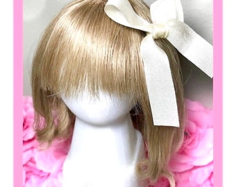 Vtg menselijk haar pruik voor antieke Bru Jumeau Bisque Doll 10" krullend natuurlijk blond